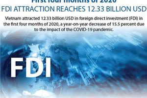 First 4 months of 2020: FDI attraction reaches 12.33 billion USD