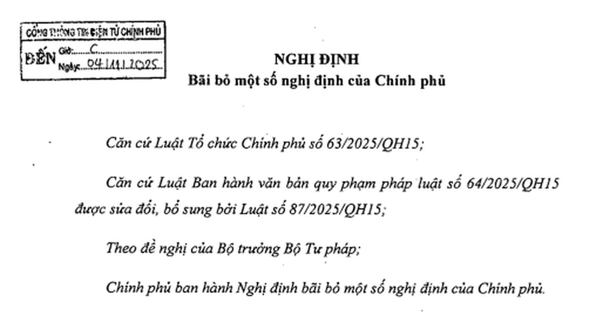 Chính phủ bãi bỏ gần 10 Nghị định cũ