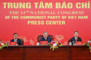[Ảnh] Tổng Bí thư Tô Lâm chủ trì họp báo quốc tế công bố kết quả Đại hội đại biểu toàn quốc lần thứ XIV của Đảng